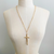 Hammered Gold Cross Long Chain Necklace by Ellison + Young
