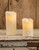 Moving flame 3x5 inch pillar candle with realistic flickering flame and wax-drip design, battery operated LED candle with six-hour timer, perfect for farmhouse décor, mantels, lanterns, and cozy southern home accents.