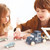 Wooden car transporter toy truck with double-decker trailer and four colorful cars- eco-friendly, FCS-certified, educational toy for toddlers that encourages imaginative, screen-free play.