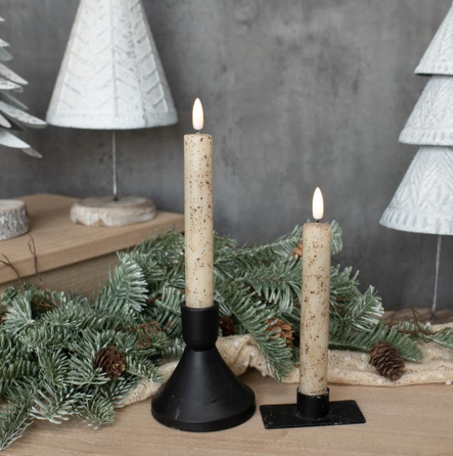 3D Flame Cream Taper Candle, Set of 2