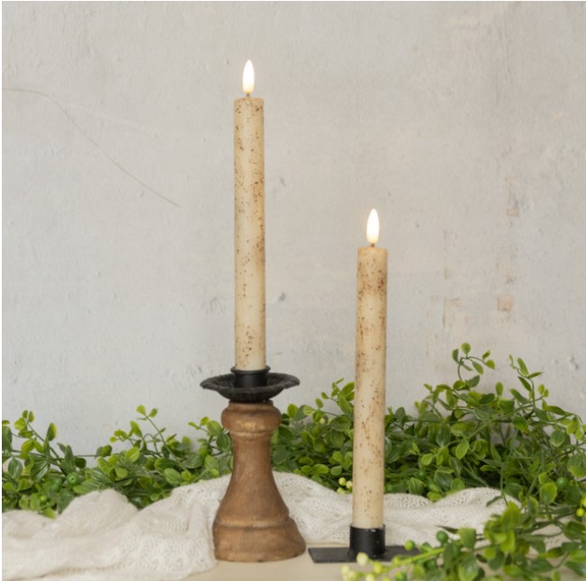 3D Flame Cream Taper Candle, Set of 2
