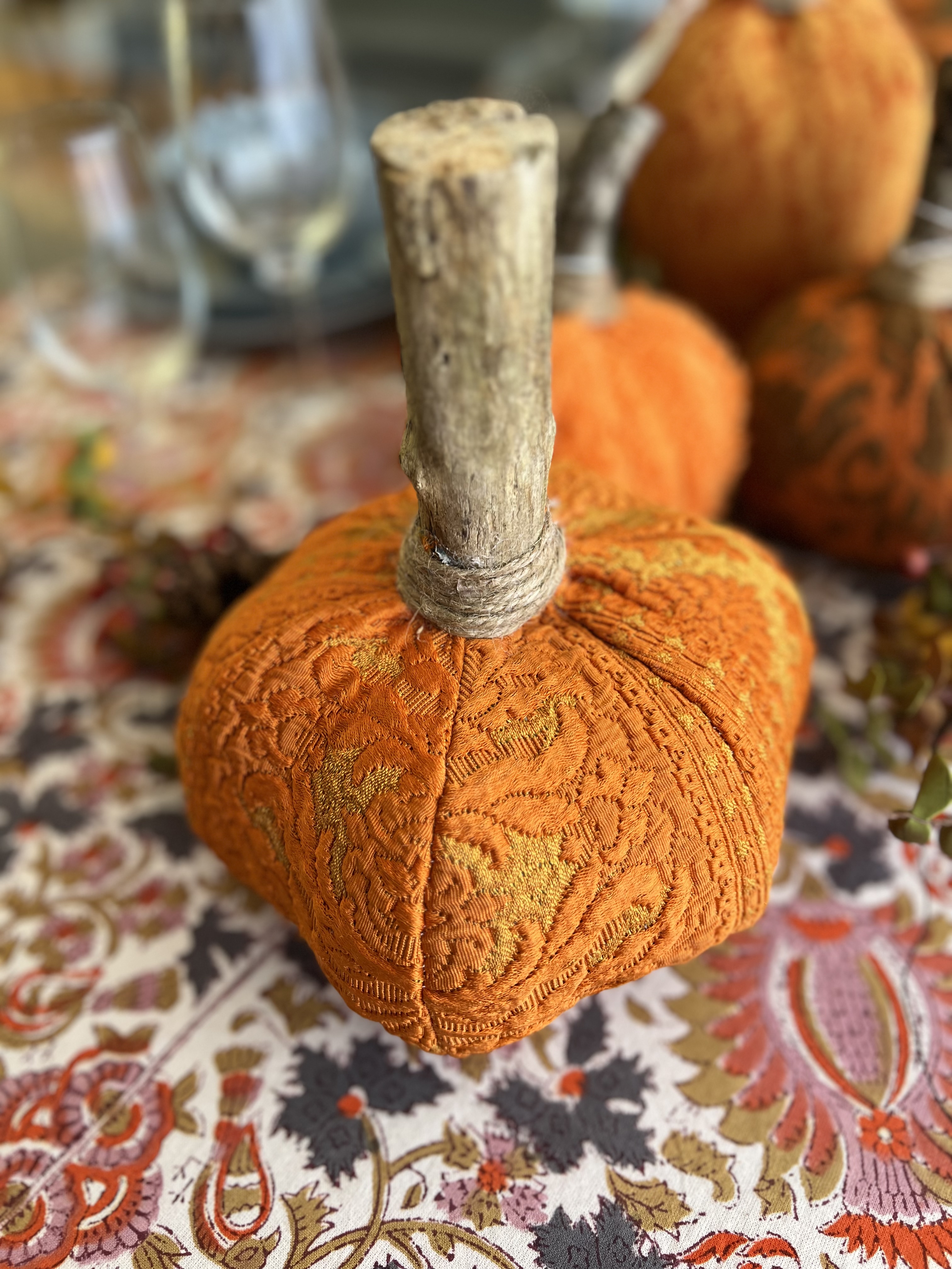 Vintage Hand Sewn Pumpkins - Large 6 Panel Round