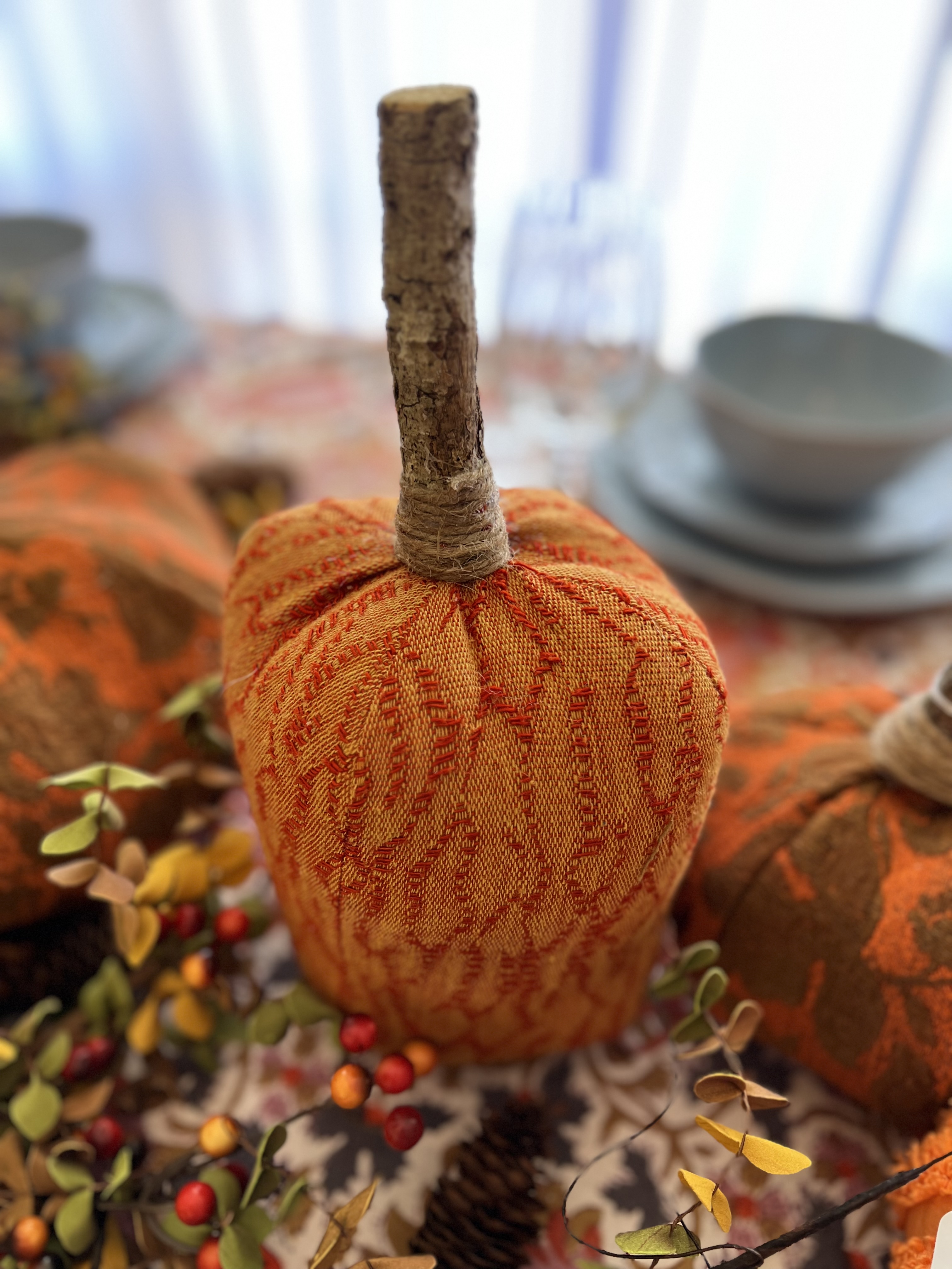 Vintage Hand Sewn Pumpkins - Large 4 Panel Square – 1950's Bates Bedspread
