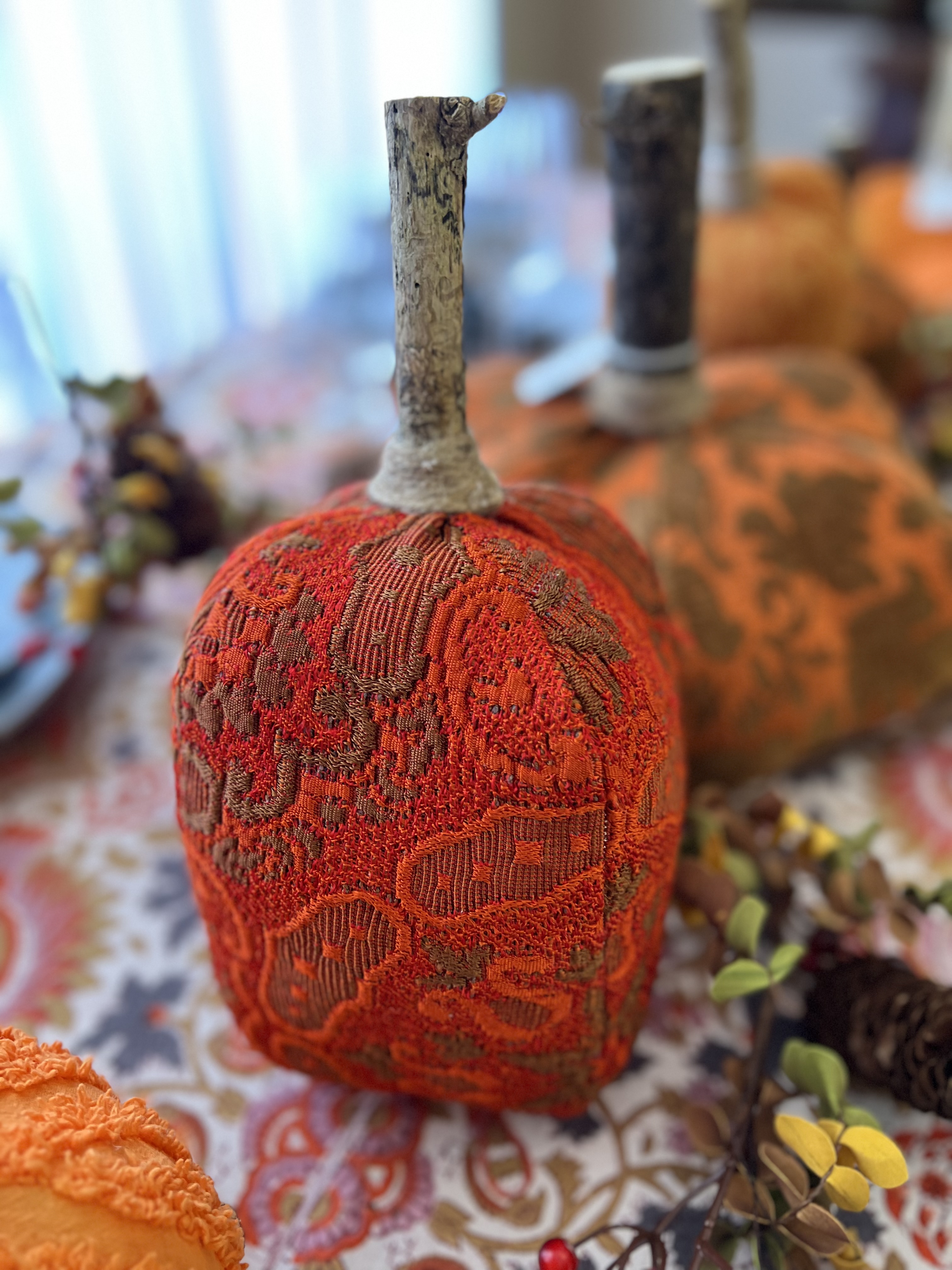 Vintage Hand Sewn Pumpkins - Large 4 Panel Square