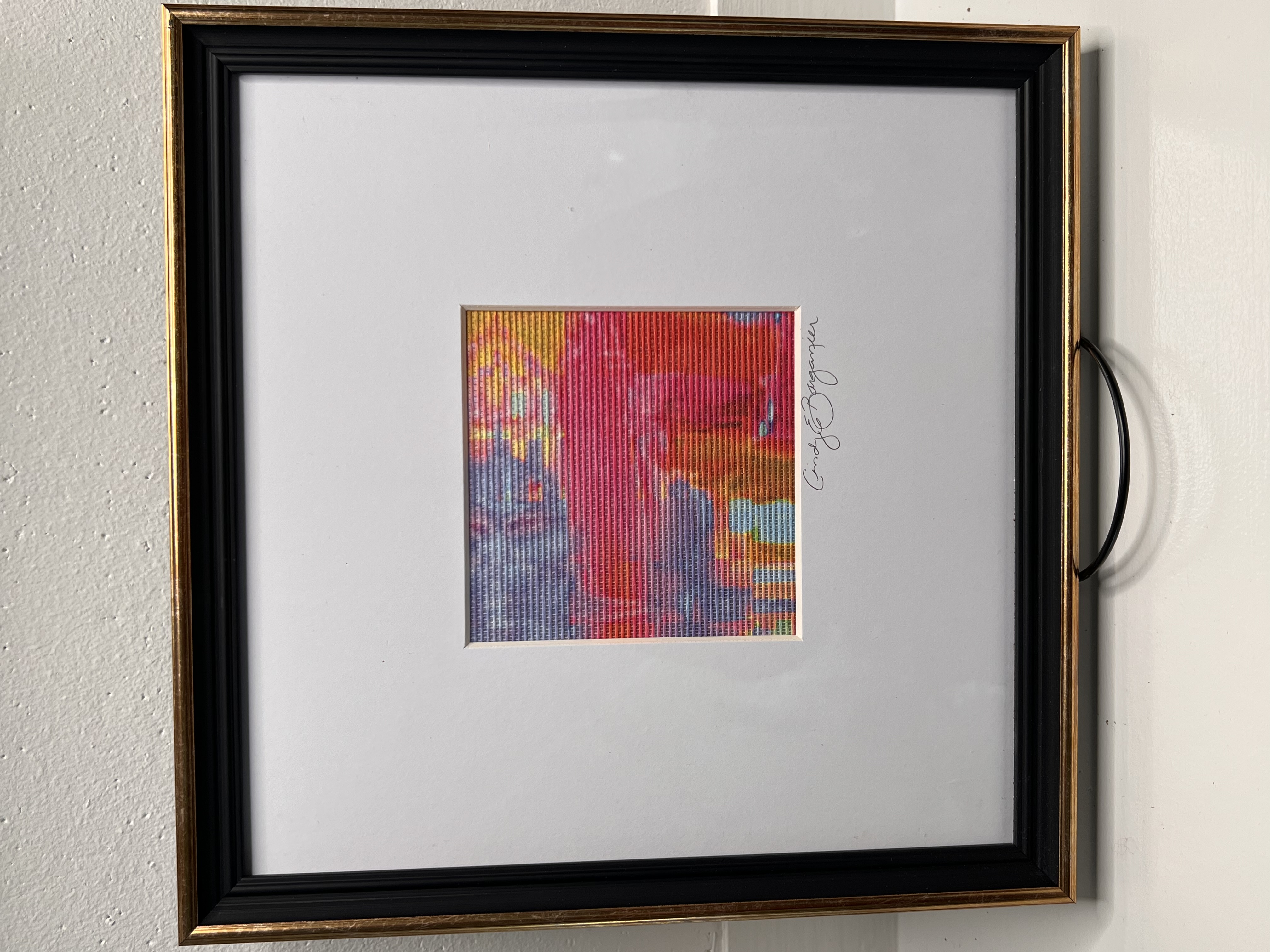 Cindy Barganier Textiles Framed Grasscloth Wall Art – New Turquoise Chain II - 12"x12"