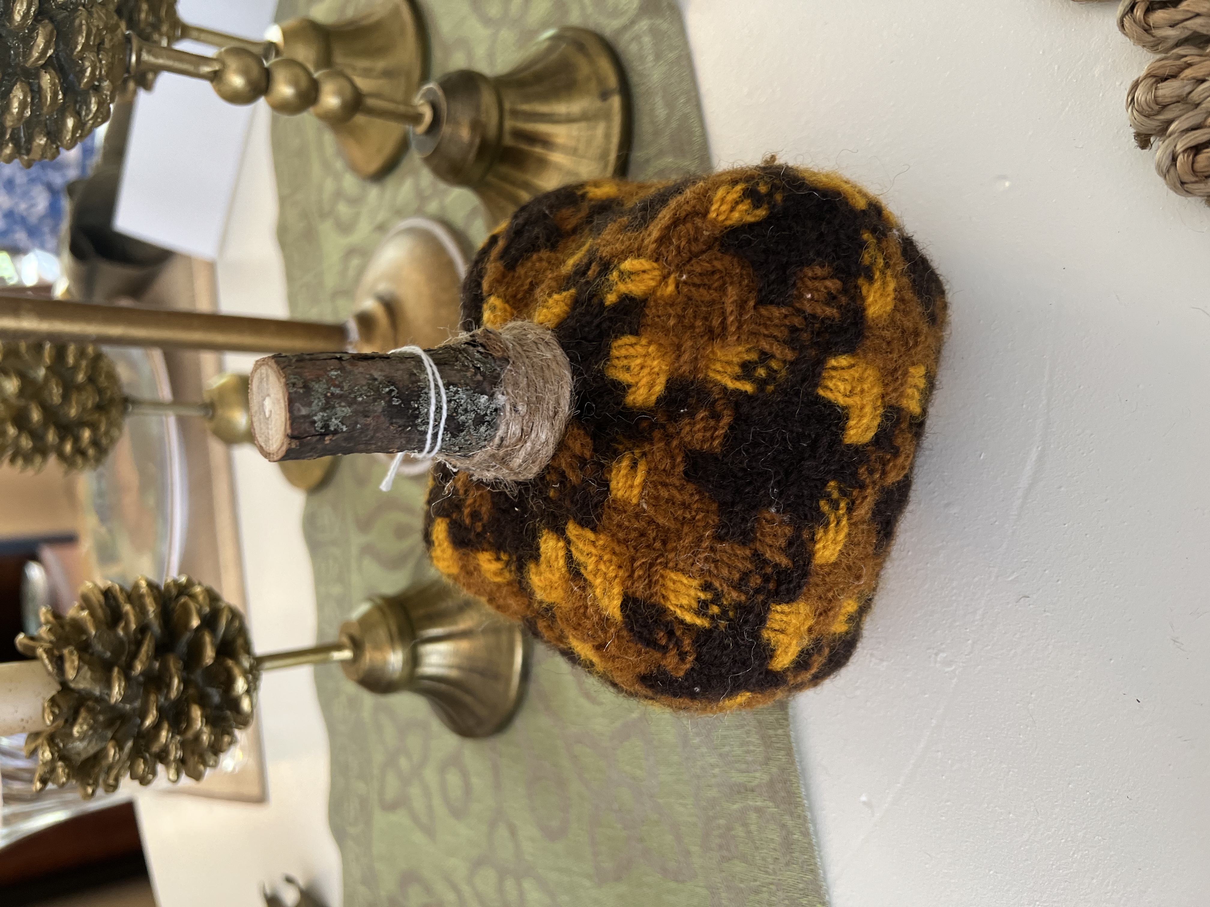 Vintage Hand Sewn Pumpkins - Small Square – 1950's Pendelton Wool Blanket Green/Yellow/Brown