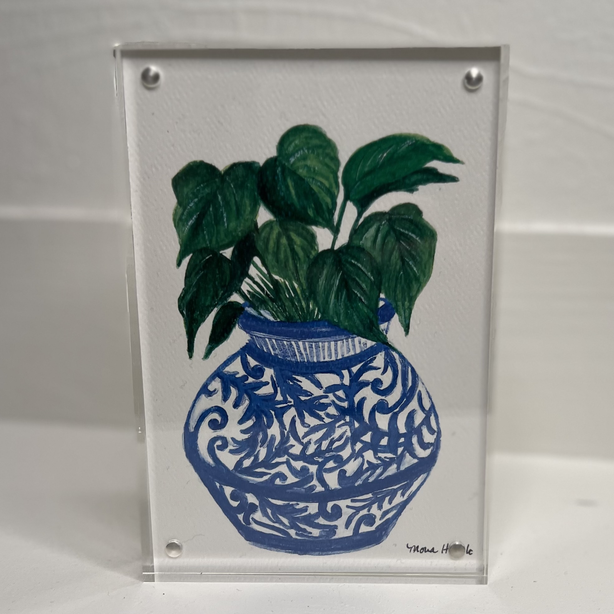 Acrylic Block Art, Small – Blue and White Ginger Jar