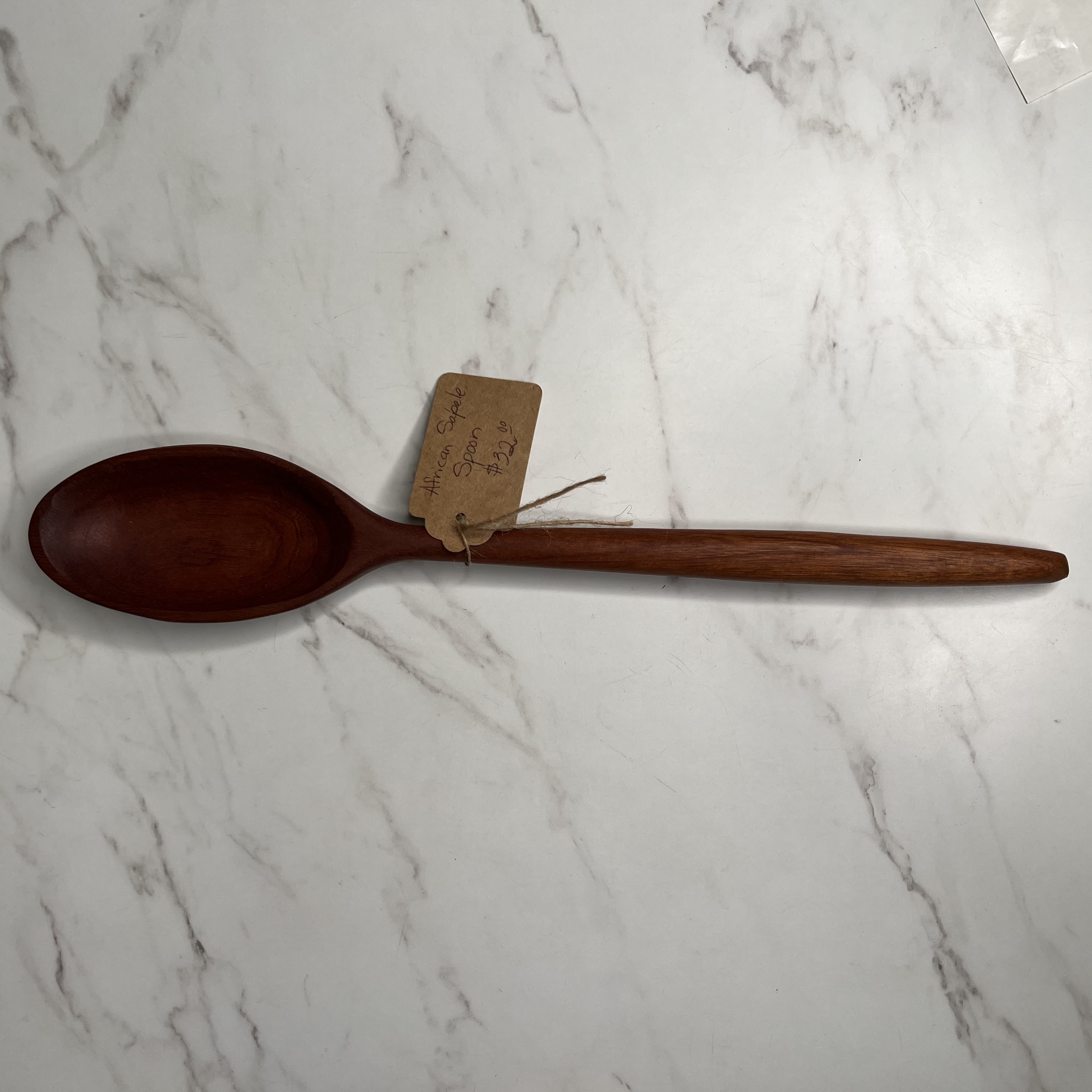 Handcrafted Wooden Kitchen Utensils and Spoons – Extra Large Spoon from African Sapele Wood