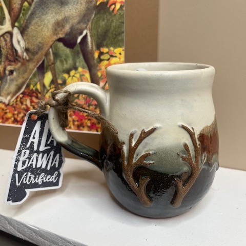 Handcrafted Deer Antler Mug by Alabama Vitrified – #2Antler Green, Brown and Cream