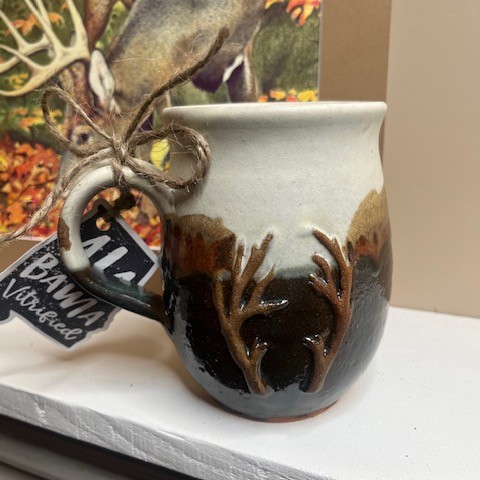 Handcrafted Deer Antler Mug by Alabama Vitrified – #3 Antler Cream, Green and Brown
