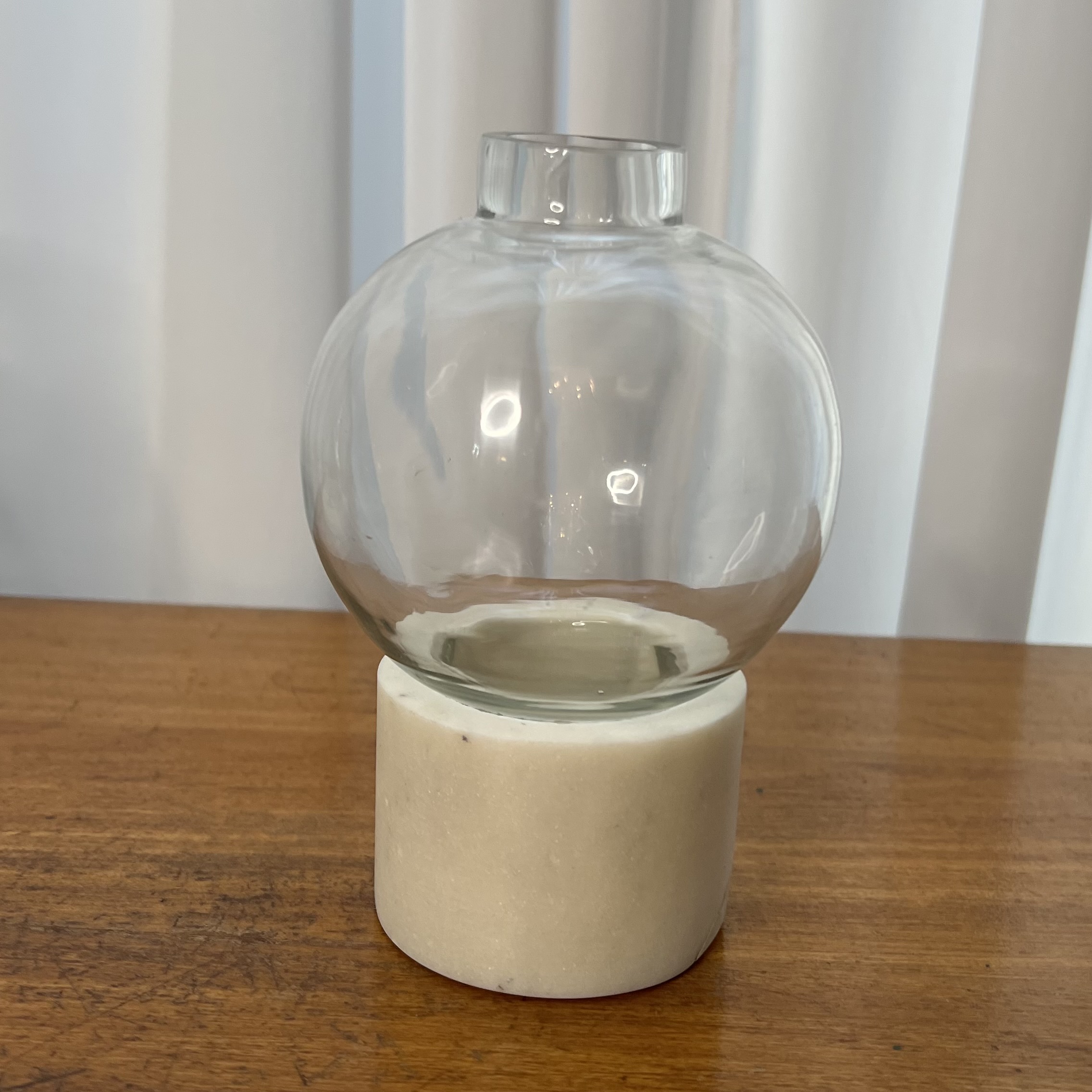 Clear Glass Vases on White Marble Base - 3 designs