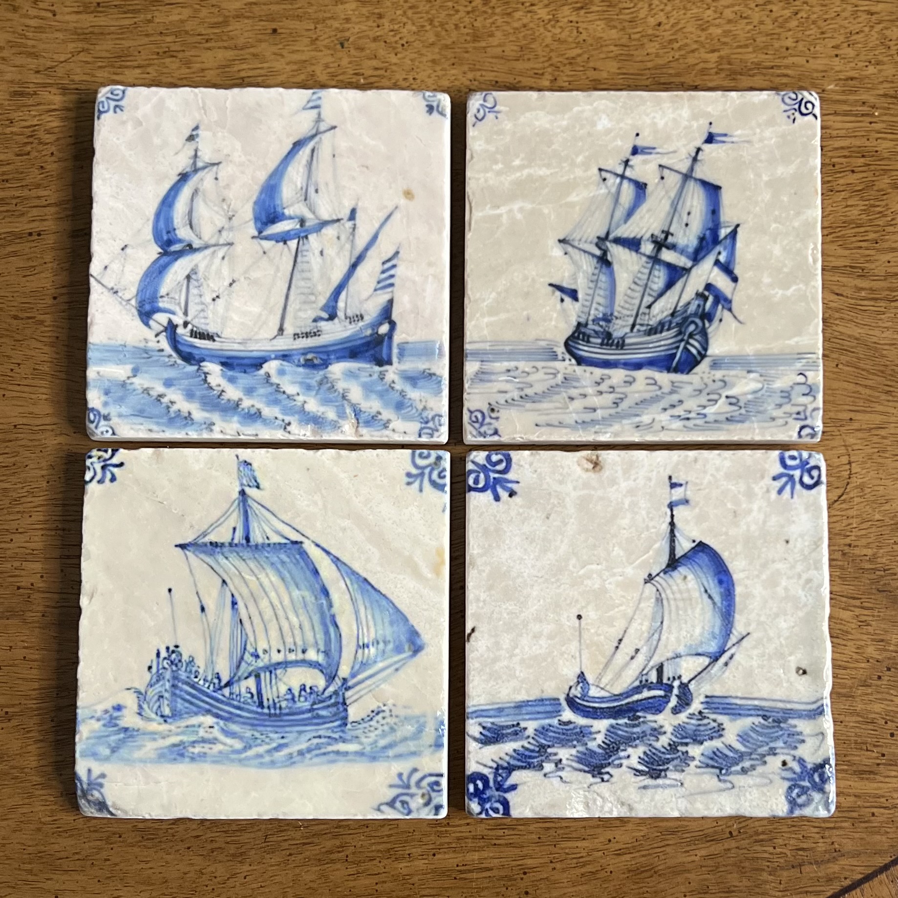 Stone Coasters by Artist Jenny Alexander – Delft Boats - Set of 4