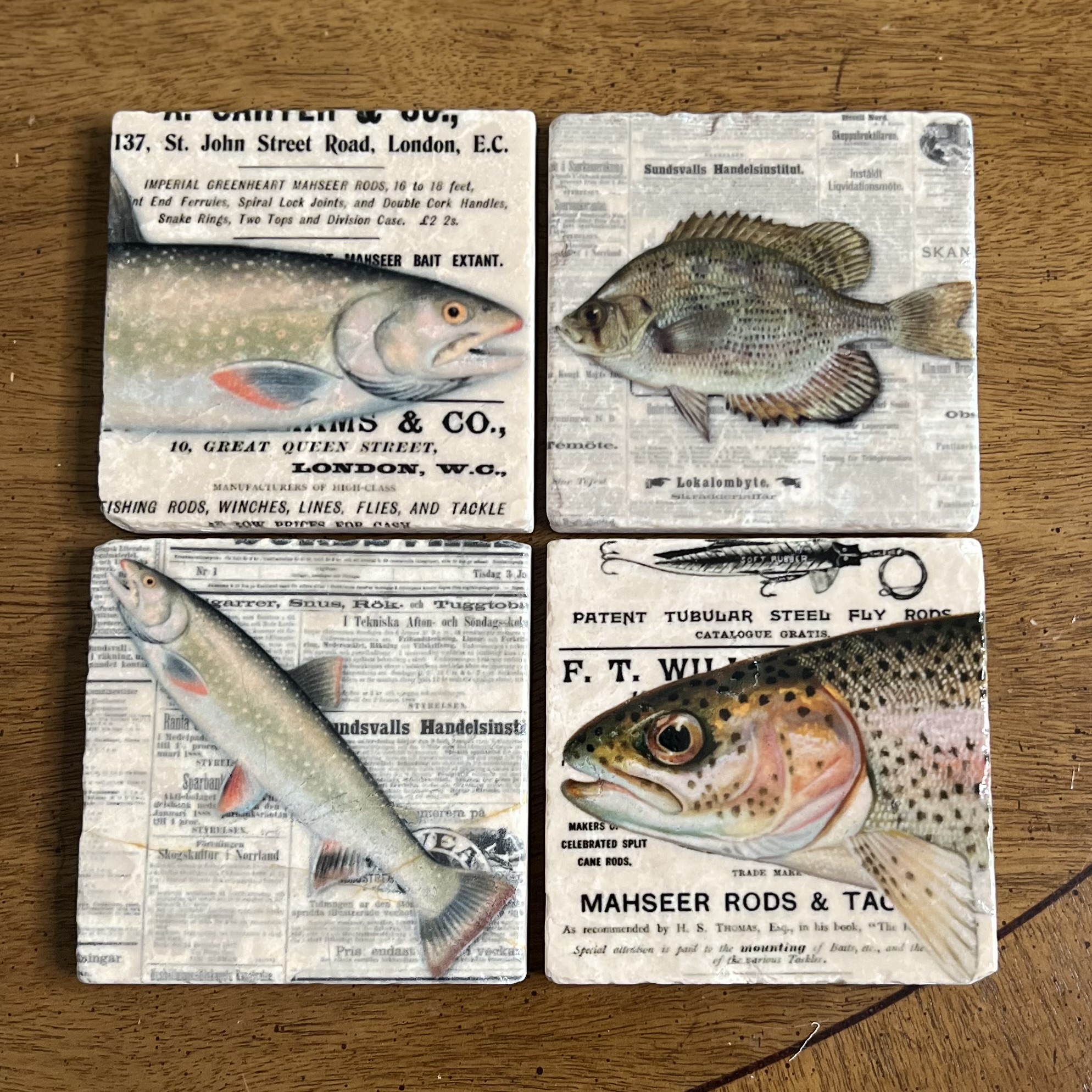 Stone Coasters by Artist Jenny Alexander – The Fisherman - Set of 4