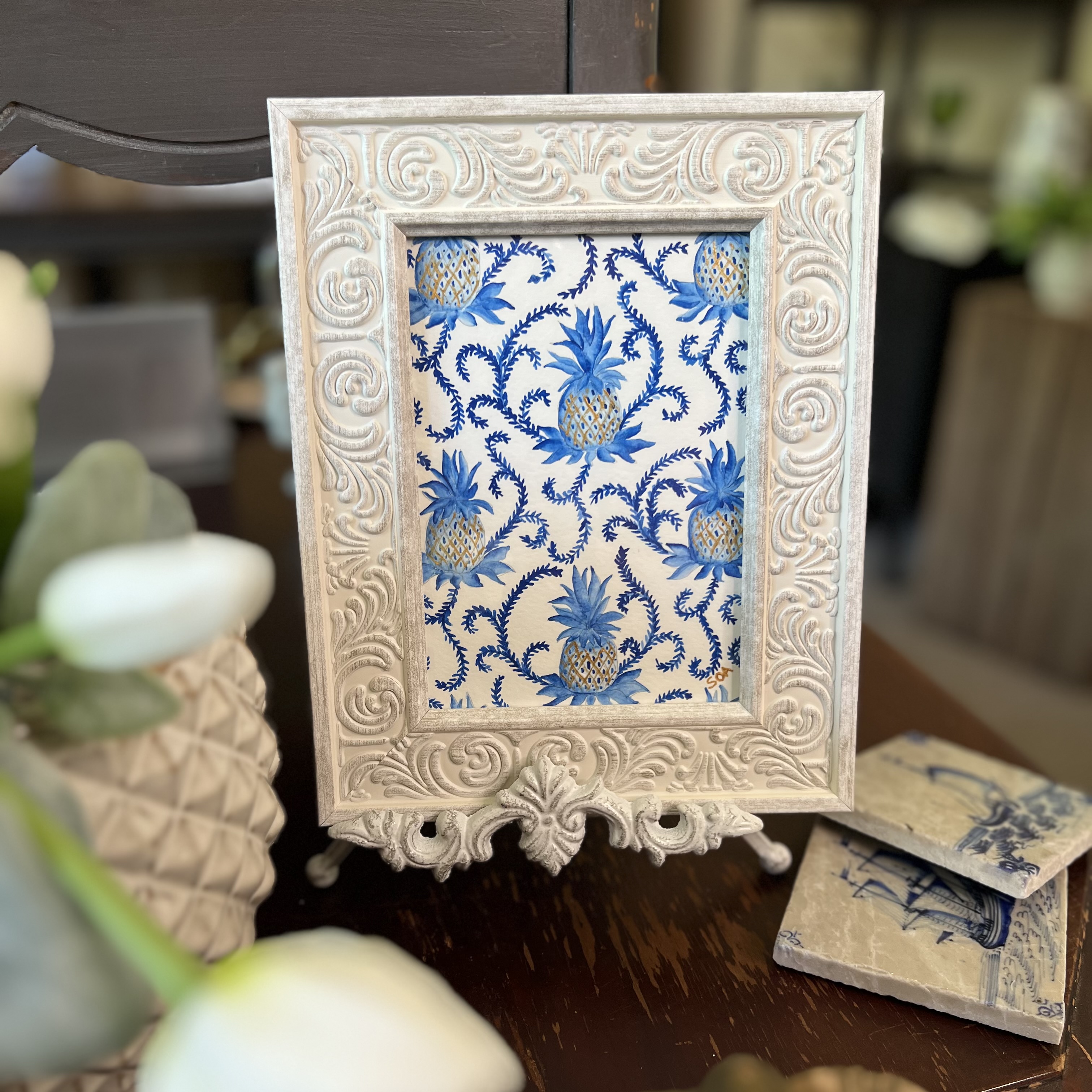 Original Watercolor Art - Framed by Bay La Launch Art – Blue Pineapple on Repeat