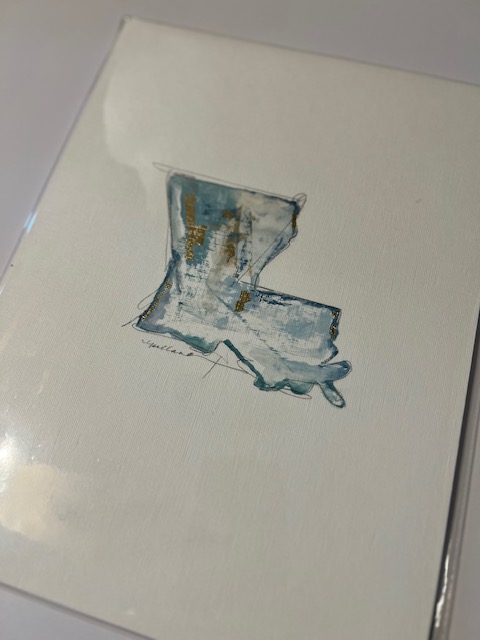 State of Louisiana Original Watercolor Painting – Blue