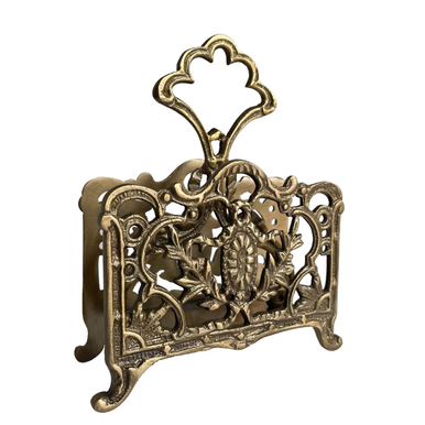 Antiqued Brass Napkin or Letter Holder, 5”