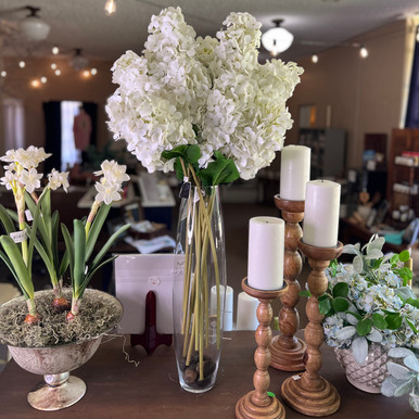 28" White Real Touch Cone Hydrangea Stem