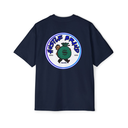 Hustle Brand Clothing Blue Men's Hustle Oversized Tee, Streetwear T-Shirt, Casual Comfort Shirt, Graphic Tee for Hustlers, Cool Gift for Entrepreneurs