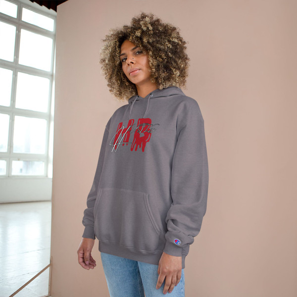 Stylish Champion Hoodie with Dripping Text for Streetwear Enthusiasts, Unisex Sweatshirt, Trendy Apparel, Gift for Friends, Casual Wear