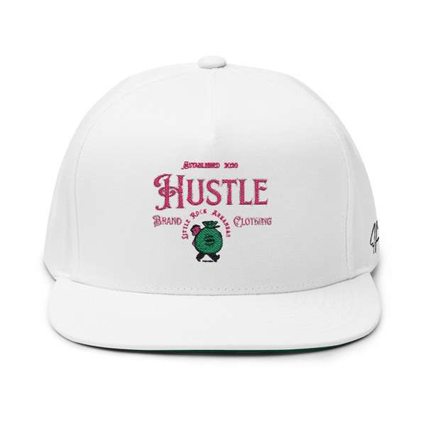 Hustle Brand Clothing Pink Stylish Flat Bill Cap with Unique Embroidery | Trendy Headwear, Casual Accessories, Gift for Him, Outdoor Fashion, Streetwear