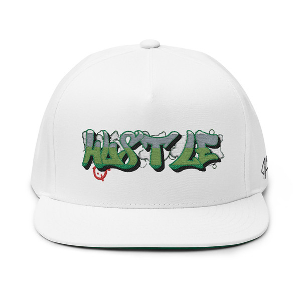 Hustle Brand Clothing Graffiti Stylish Flat Bill Cap with Unique Embroidery | Trendy Headwear, Casual Accessories, Gift for Him, Outdoor Fashion, Streetwear