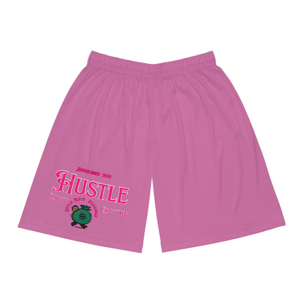 Hustle Brand Clothing Pink Stylish Hustle Basketball Shorts | AOP Athletic Wear, Sports Shorts, Gym Apparel, Streetwear, Casual Summer Style