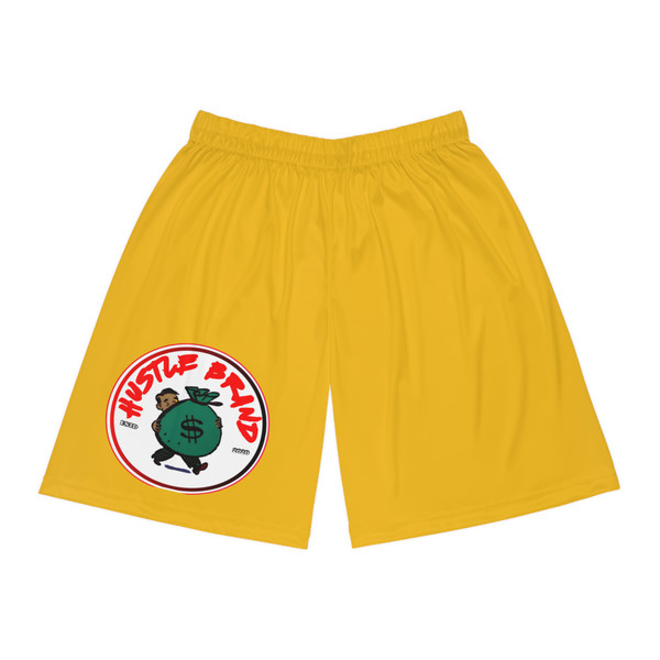 Hustle Brand Clothing Yellow/Red  Cool Hustle Basketball Shorts - AOP, Sportswear, Athletic Shorts, Streetwear, Gym Clothing, Fashionable Athleisure