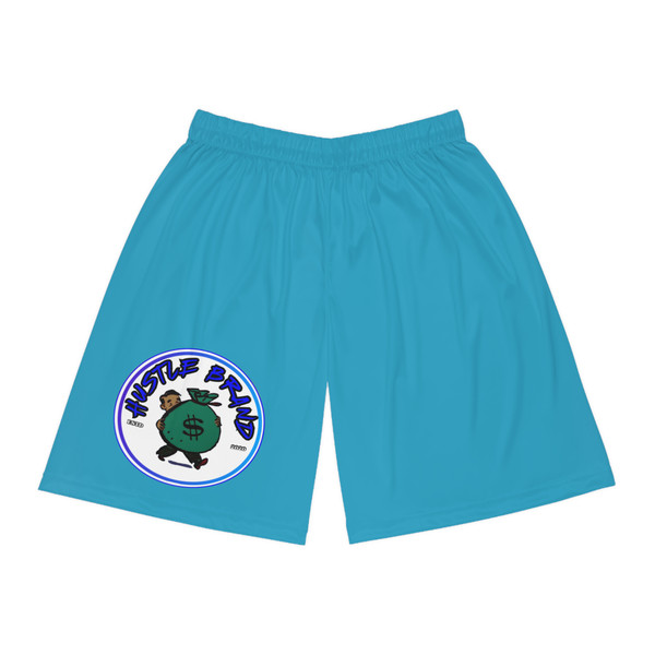 Hustle Brand Clothing Blue/Turquoise Basketball Shorts with Playful Design, Sports Apparel, Athletic Wear, Summer Outfit, Gift for Sports Lovers