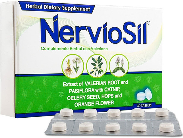 Nerviosil Herbal 30 Tablets - Herbal Supplement Specialy Formulated for The Nerves /  Nerviosil Herbal Tablets - Suplemento de ervas especialmente formulado para os nervos ou ansiedade. 