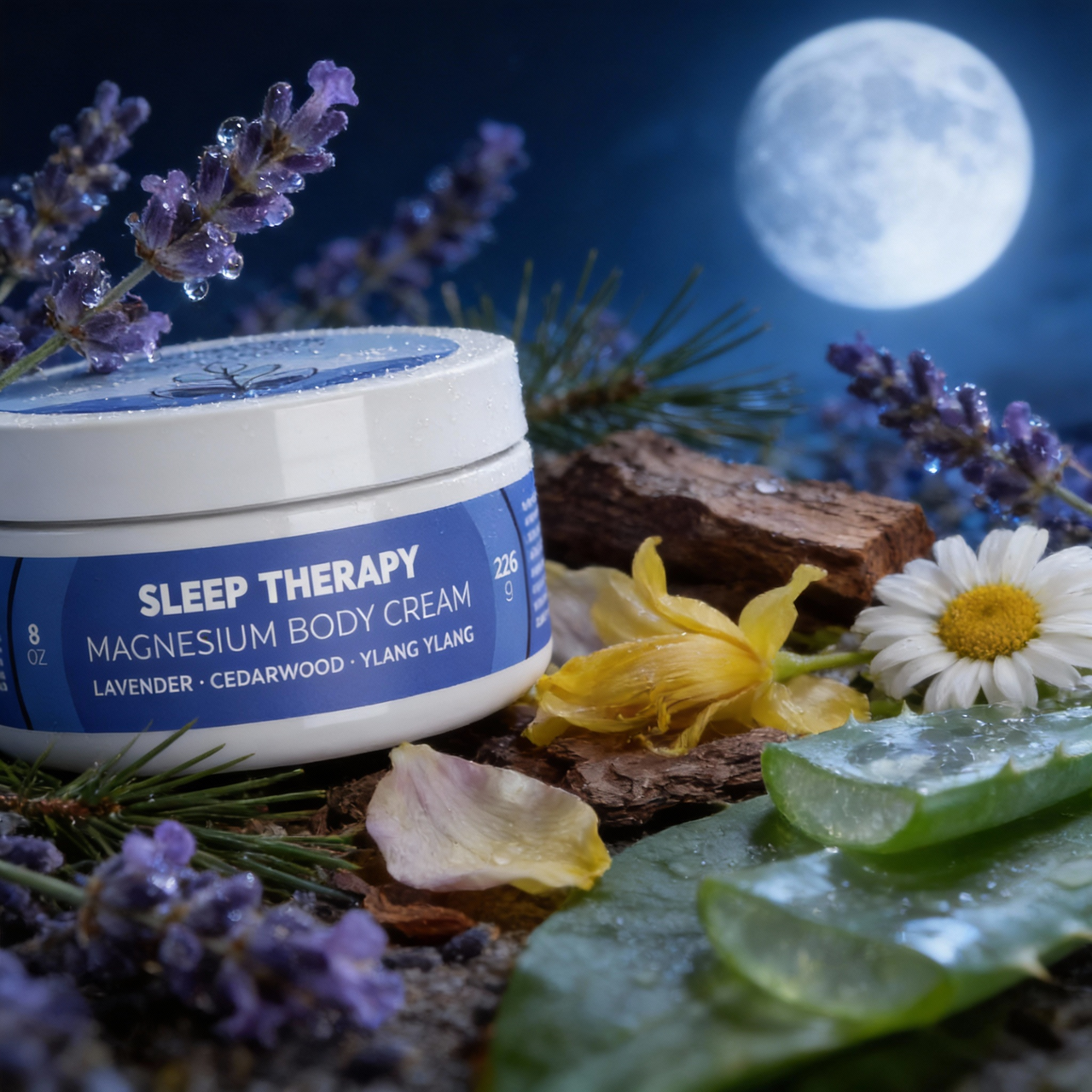Sleep Therapy Magnesium Body Cream – Lavender • Cedarwood • Ylang