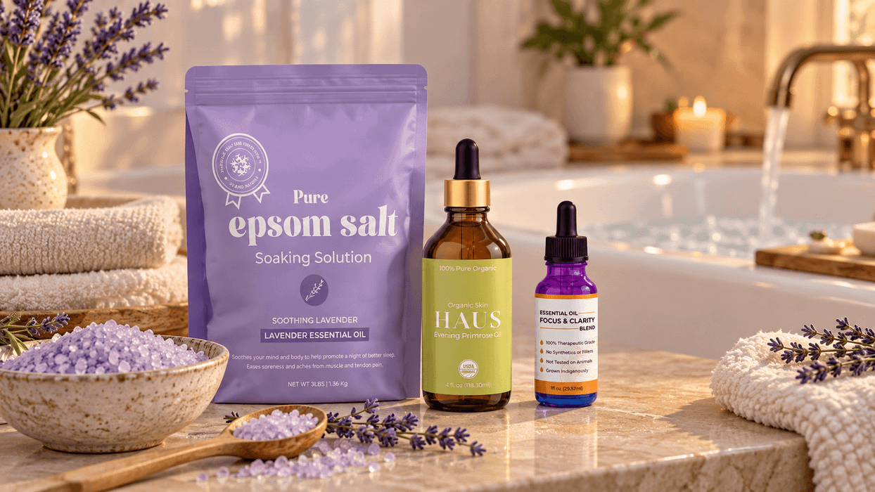 DIY Weekend Reset Bath Salt: Elevating Lavender Epsom Salt with Evening Primrose Oil & Essential Oils