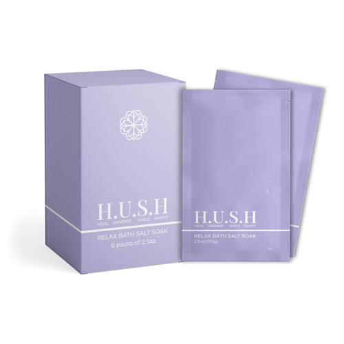 H.U.S.H. Lavender Relax Bath Salt Soak - Single-Use 70g Gram Packets – Bath Salt Soak (Additional Image) by Midwest Sea Salt Company