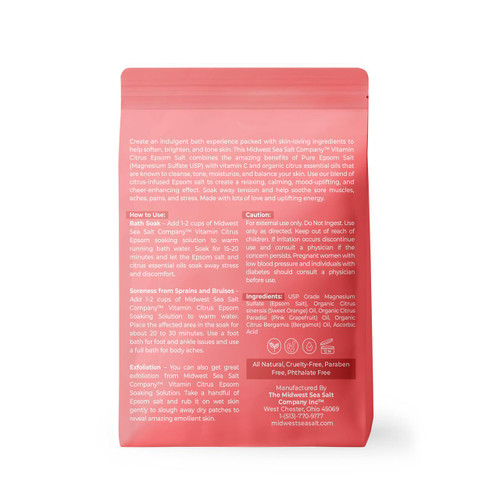 Pure Epsom Salt Soaking Solution - Vitamin Citrus - 3lbs – Bath Salt Soak (Additional Image) by Midwest Sea Salt Company