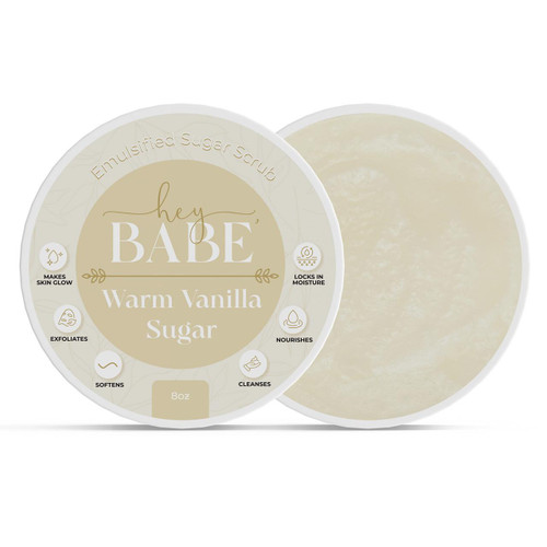 Hey, Babe Emulsified Sugar Scrub - Warm Vanilla Sugar - 8oz – Body Scrub by Midwest Sea Salt Company
