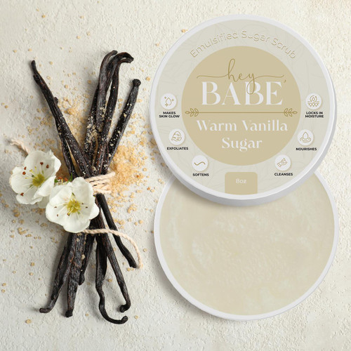 Hey, Babe Emulsified Sugar Scrub - Warm Vanilla Sugar - 8oz – Body Scrub (Additional Image) by Midwest Sea Salt Company