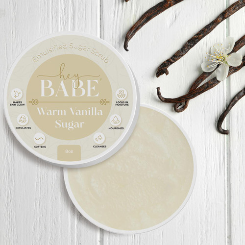 Hey, Babe Emulsified Sugar Scrub - Warm Vanilla Sugar - 8oz – Body Scrub (Additional Image) by Midwest Sea Salt Company