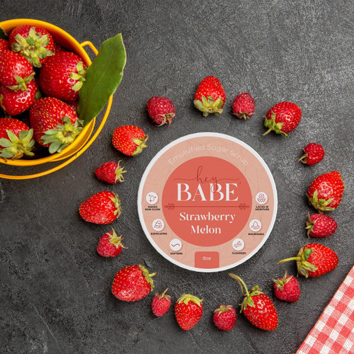 Hey, Babe Emulsified Sugar Scrub - Strawberry Melon - 8oz – Body Scrub (Additional Image) by Midwest Sea Salt Company