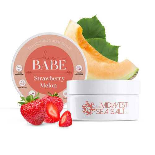 Hey, Babe Emulsified Sugar Scrub - Strawberry Melon - 8oz – Body Scrub (Additional Image) by Midwest Sea Salt Company