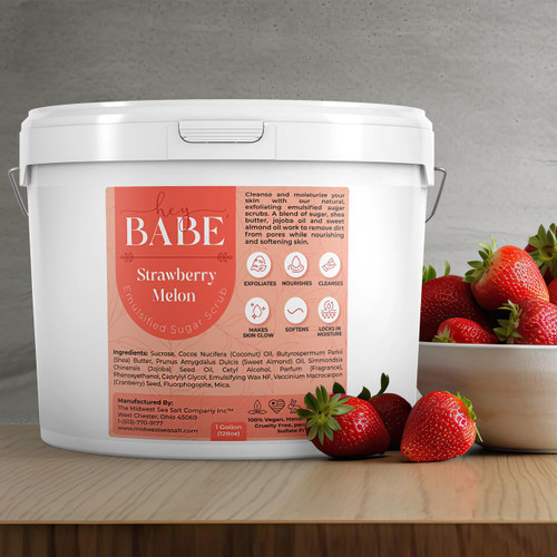 Hey, Babe Emulsified Sugar Scrub - Strawberry Melon - 128oz – Body Scrub (Additional Image) by Midwest Sea Salt Company