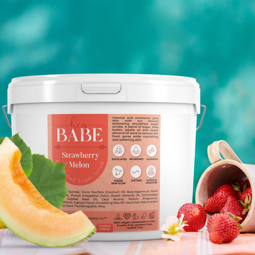 Hey, Babe Emulsified Sugar Scrub - Strawberry Melon - 128oz – Body Scrub (Additional Image) by Midwest Sea Salt Company