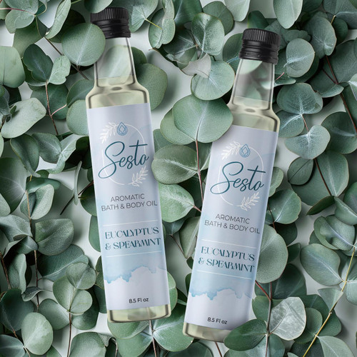 Sesto Aromatic Bath & Massage Oil - Eucalyptus & Spearmint - 8.5oz – Private Label Skincare (Additional Image) by Midwest Sea Salt Company