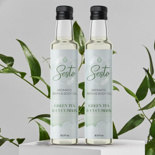 Sesto Aromatic Bath & Massage Oil - Green Tea & Cucumber - 8.5oz (Additional Image)