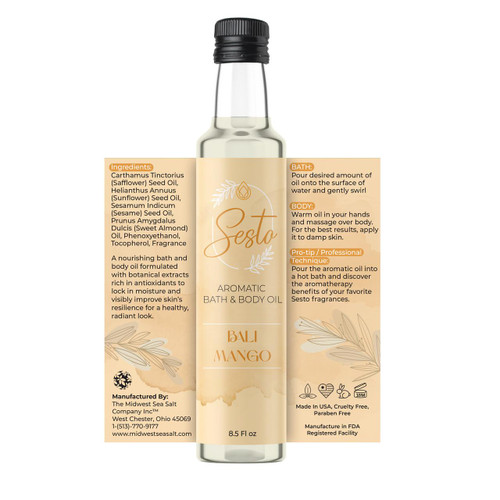 Sesto Aromatic Bath & Massage Oil - Bali Mango - 8.5oz – Private Label Skincare (Additional Image) by Midwest Sea Salt Company