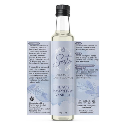 Sesto Aromatic Bath & Massage Oil - Black Raspberry Vanilla - 8.5oz – Private Label Skincare (Additional Image) by Midwest Sea Salt Company