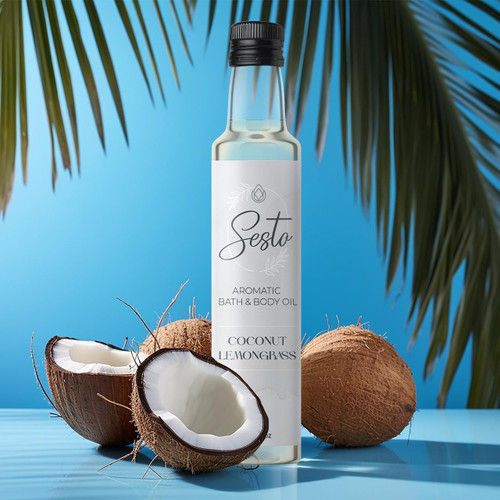 Sesto Aromatic Bath & Massage Oil - Coconut Lemongrass - 8.5oz – Private Label Skincare (Additional Image) by Midwest Sea Salt Company