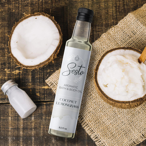 Sesto Aromatic Bath & Massage Oil - Coconut Lemongrass - 8.5oz – Private Label Skincare (Additional Image) by Midwest Sea Salt Company