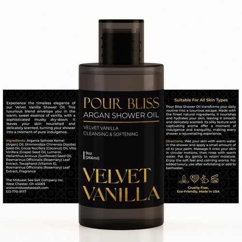 Velvet Vanilla Pour Bliss Cleansing Argan Shower Oil - 9oz (Additional Image)