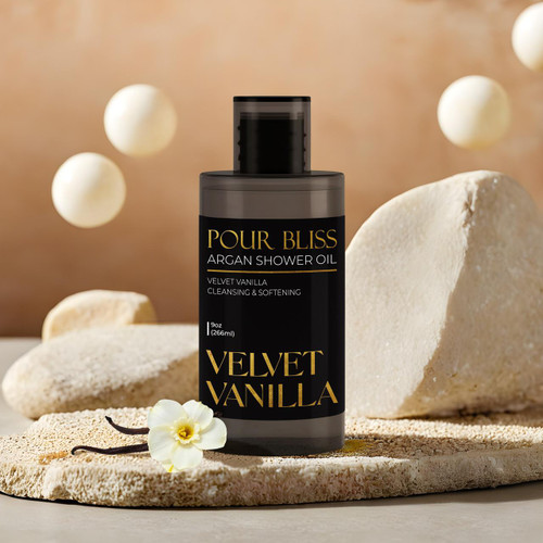 Velvet Vanilla Pour Bliss Cleansing Argan Shower Oil - 9oz (Additional Image)