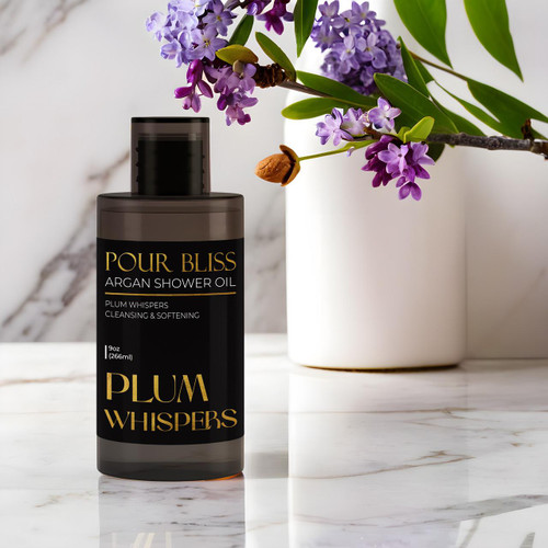 Plum Whispers Pour Bliss Cleansing Argan Shower Oil - 9oz (Additional Image)