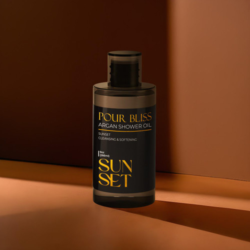 Sunset Pour Bliss Cleansing Argan Shower Oil - 9oz – Private Label Skincare (Additional Image) by Midwest Sea Salt Company